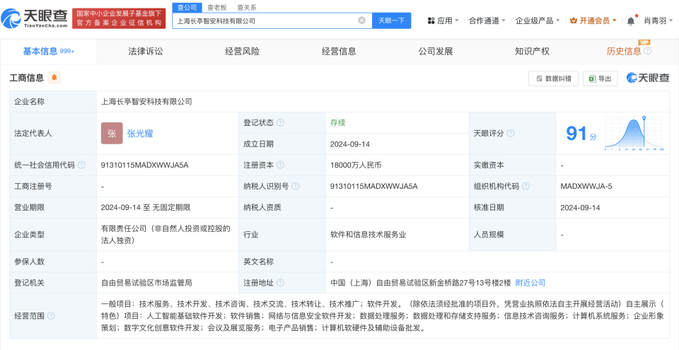 長亭科技上海新公司成立，1.8億注資深耕數(shù)字文化創(chuàng)意軟件開發(fā)
